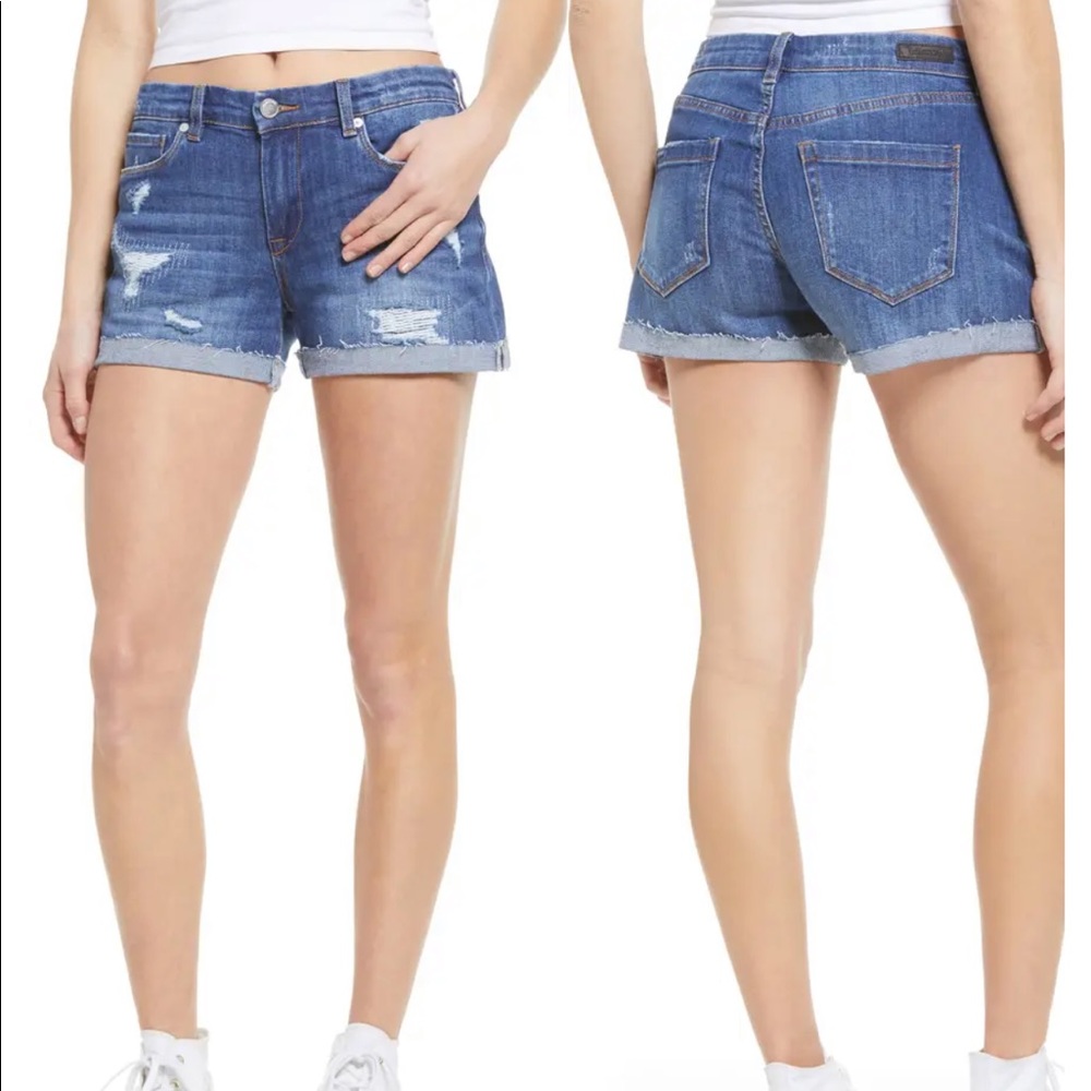 Blank NYC the Fulton distressed denim shorts
